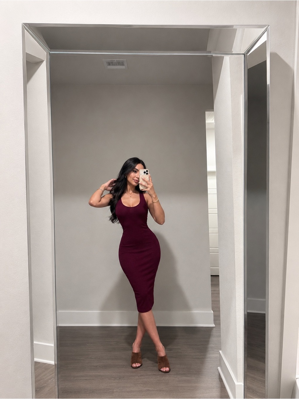Midi dress maroon size medium